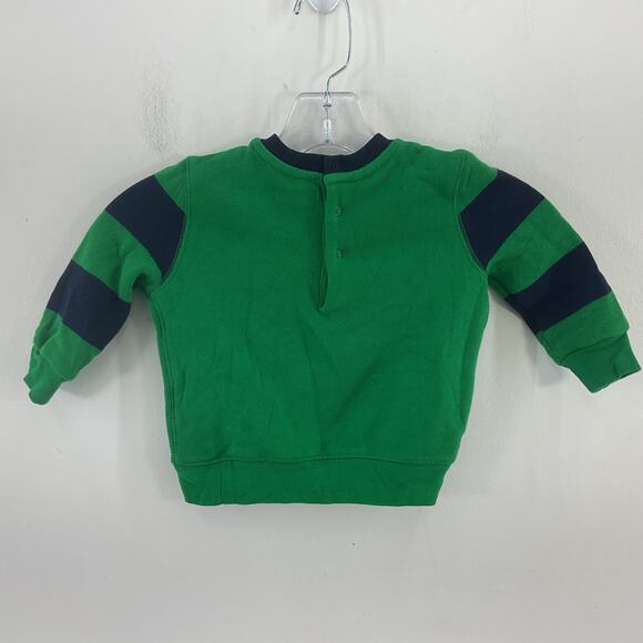 Ralph Lauren Boys Green Navy Stripe Teddy Bear Top Size 12M Cotton/Poly Blend - Picture 2 of 4